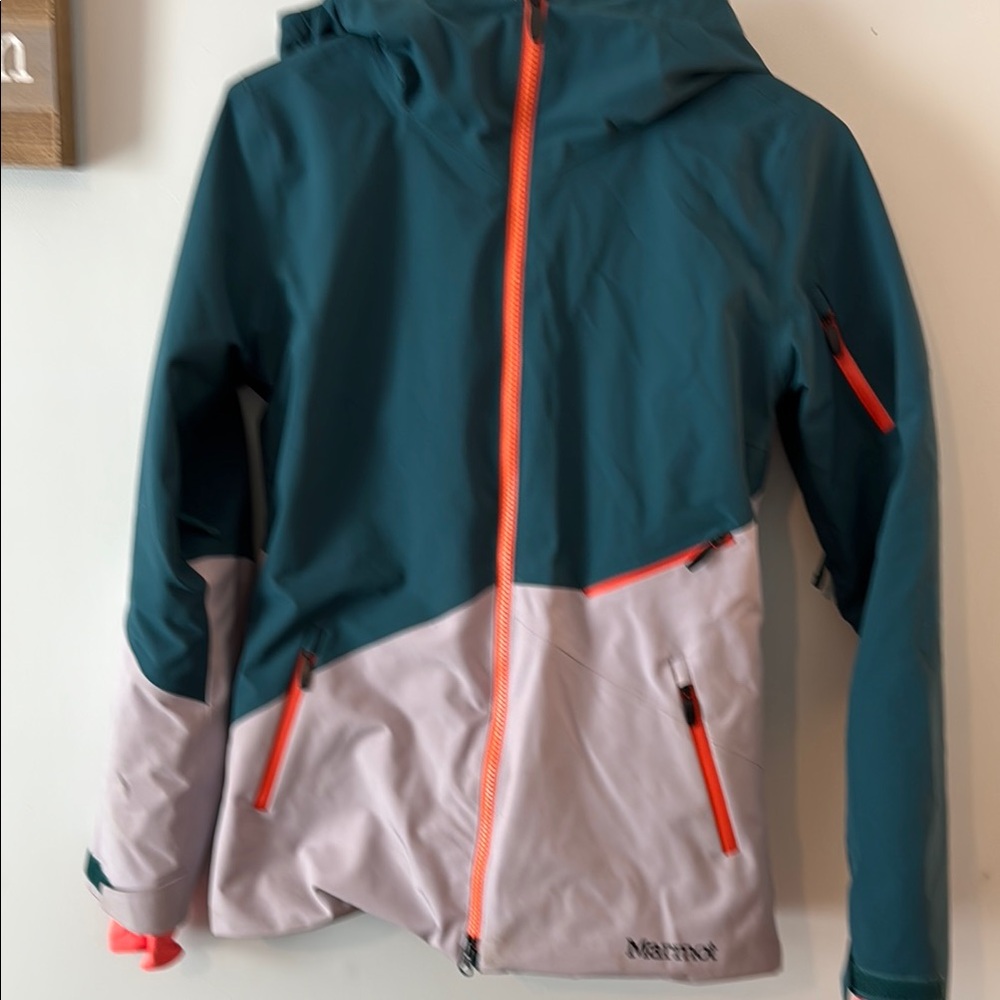 Marmot Teal and Pink Jacket with Orange Accents